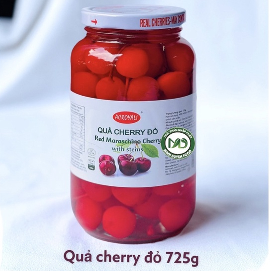 Quả cherry đỏ/anh đào đỏ ngâm siro đường ngô 725g