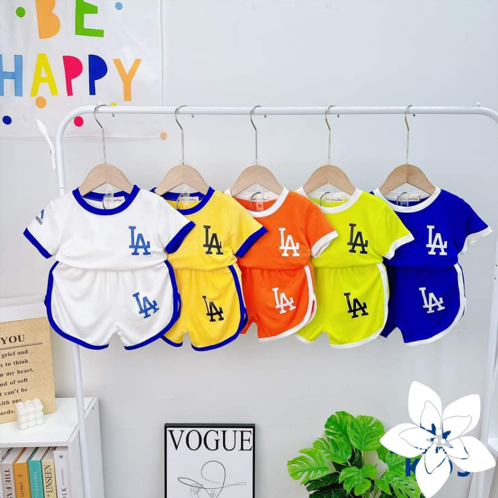 Bộ cộc tay quần đùi in chữ LA thun lạnh minkymom 8-28kg