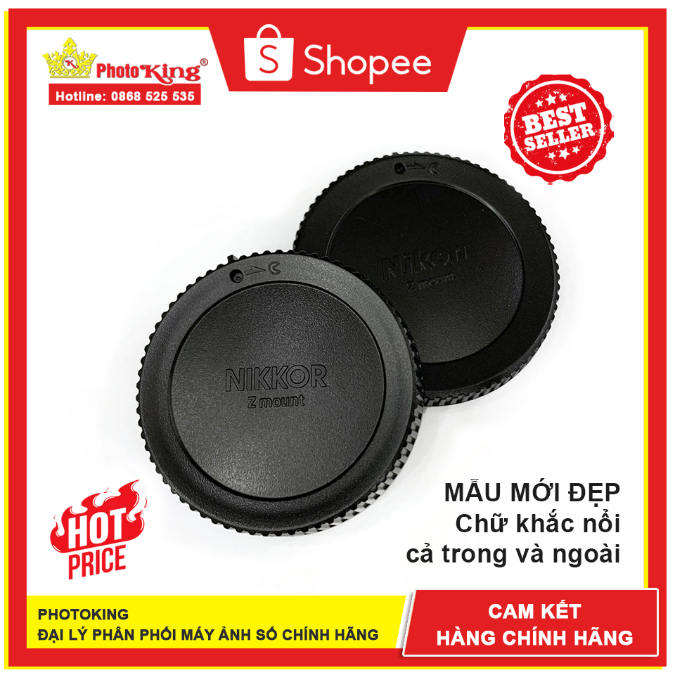 (Mẫu mới) Bộ nắp đậy body và nắp đậy đuôi ống kính Nikon Z-mount (có chữ khắc nổi cả trong và ngoài nắp)