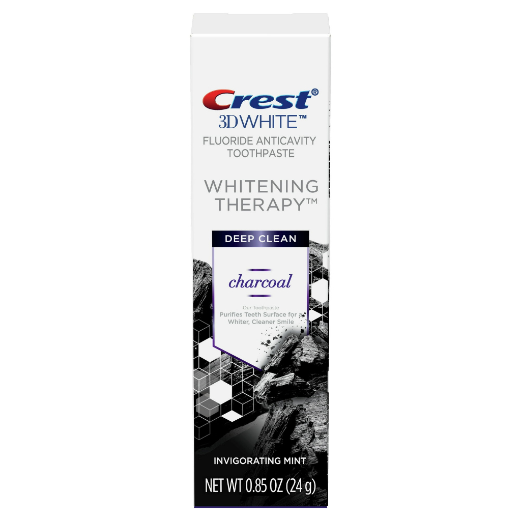 Kem đánh răng Crest 3D White Whitening Therapy Charcoal Deep Clean size mini 24g