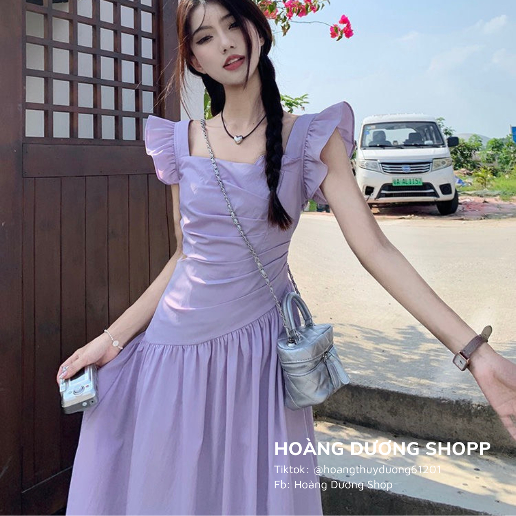 Đầm Cánh Tiên Dáng Dài Chiết Eo Hẹp, Váy Cánh Tiên Bo Eo Dáng Xuông Mùa Hè Phong Cách Mới Ngọt Ngào Cho Nữ 2023