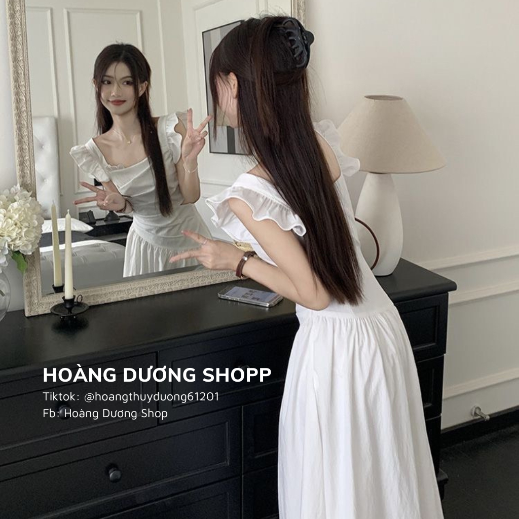 Đầm Cánh Tiên Dáng Dài Chiết Eo Hẹp, Váy Cánh Tiên Bo Eo Dáng Xuông Mùa Hè Phong Cách Mới Ngọt Ngào Cho Nữ 2023