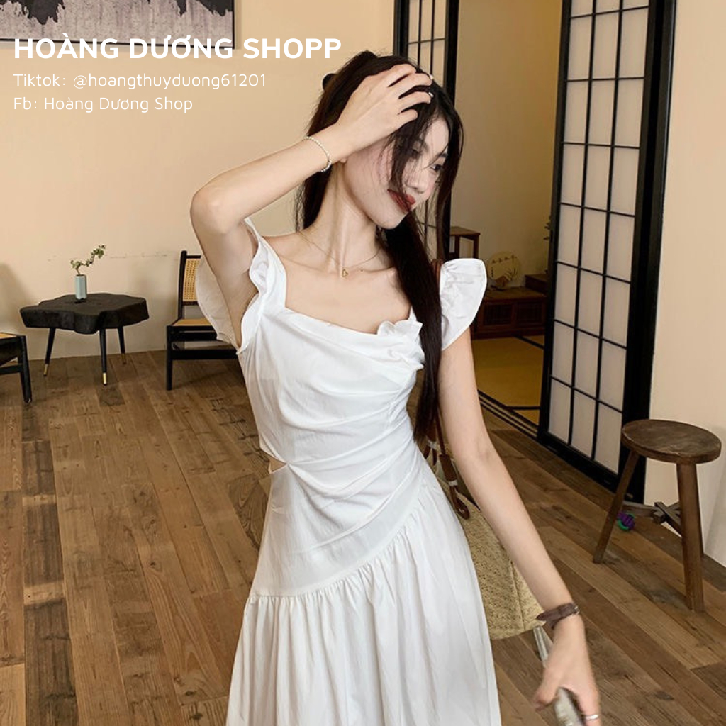Đầm Cánh Tiên Dáng Dài Chiết Eo Hẹp, Váy Cánh Tiên Bo Eo Dáng Xuông Mùa Hè Phong Cách Mới Ngọt Ngào Cho Nữ 2023