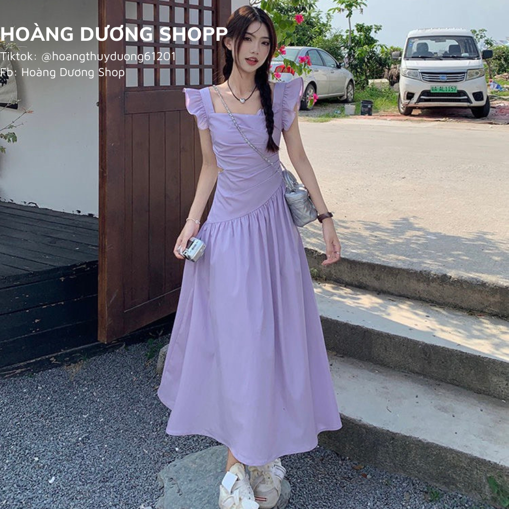 Đầm Cánh Tiên Dáng Dài Chiết Eo Hẹp, Váy Cánh Tiên Bo Eo Dáng Xuông Mùa Hè Phong Cách Mới Ngọt Ngào Cho Nữ 2023