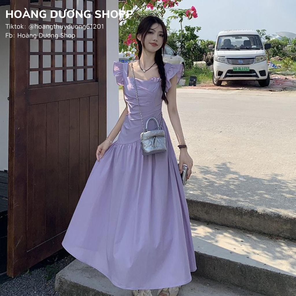 Đầm Cánh Tiên Dáng Dài Chiết Eo Hẹp, Váy Cánh Tiên Bo Eo Dáng Xuông Mùa Hè Phong Cách Mới Ngọt Ngào Cho Nữ 2023