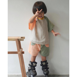Bộ đồ đùi xô muslin phối màu đáng yêu