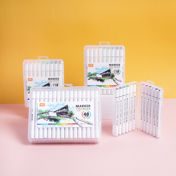 Bút màu Marker ZhongCai hai đầu thân tròn 12/18/48 màu dành cho vẽ  tranh chuyên nghiệp NO.705