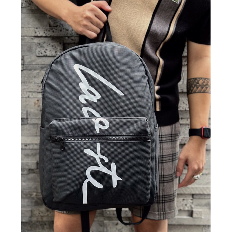 Balo Thời Trang LC Backpack Full Black Logo Signature Chất Liệu Da Si Cao Cấp Chống Nước Balo Đen Trơn BÁNH MÌ STORE