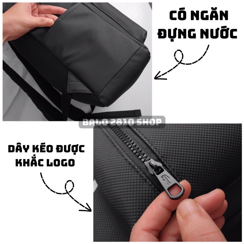 Balo Thời Trang LC Backpack Full Black Logo Signature Chất Liệu Da Si Cao Cấp Chống Nước Balo Đen Trơn BÁNH MÌ STORE