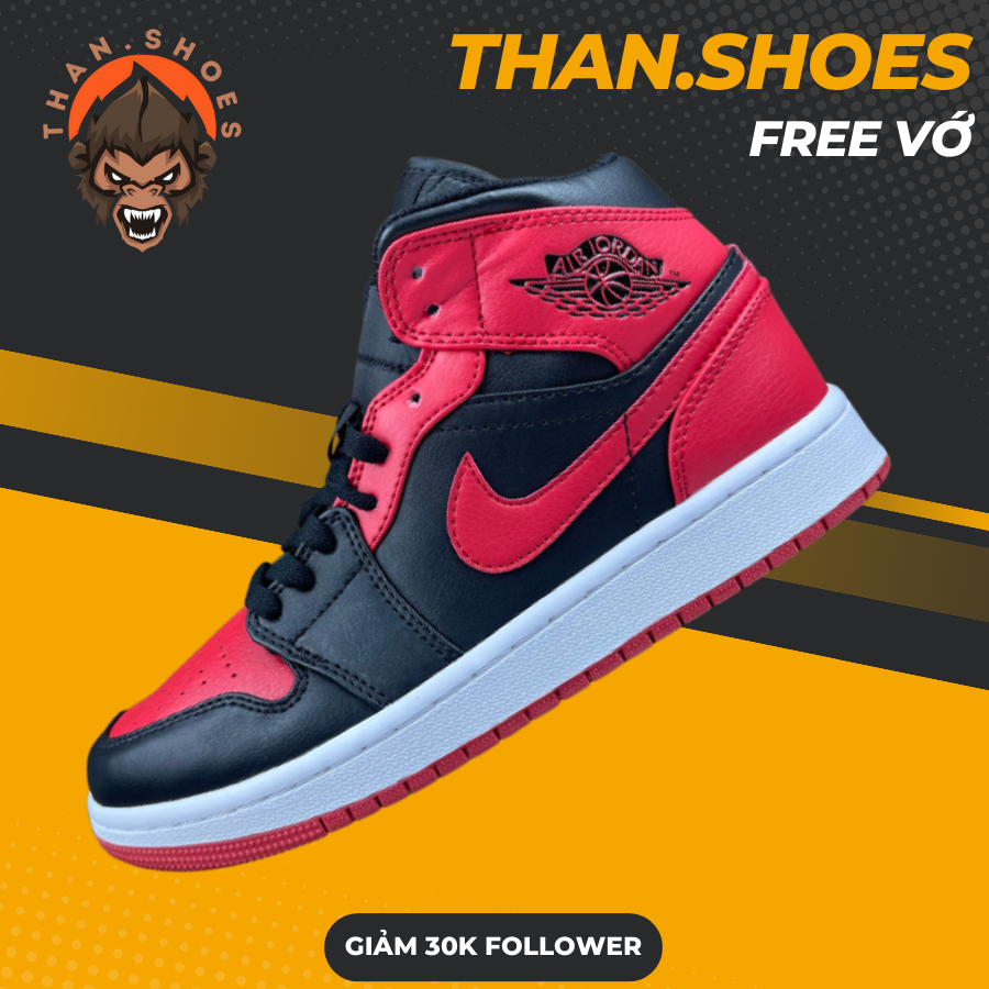 Giày JD1 Mid Banned, JD1 Cao Đỏ Đen - Than.Shoes