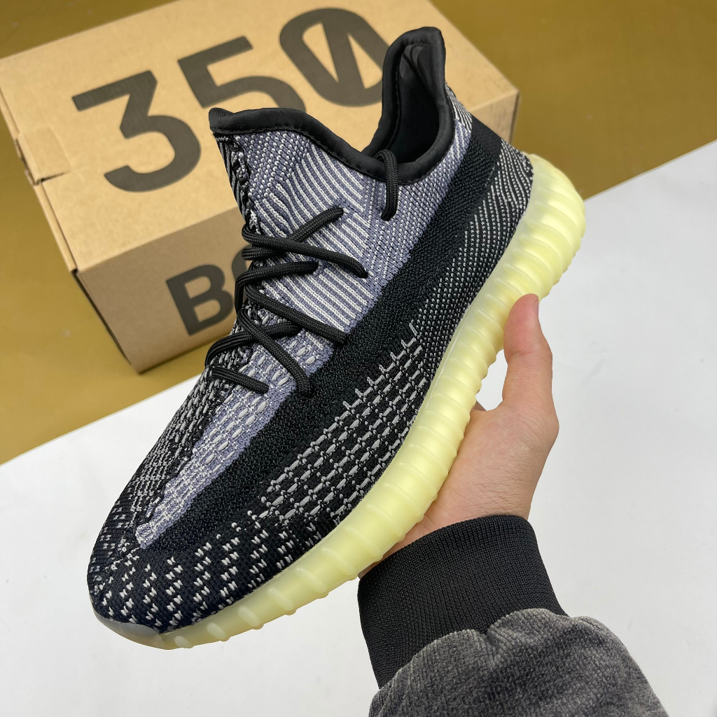 Giày Yz350 V2 Carbon, Yz 350 Đen Xám Đế Trắng - Than.Shoes