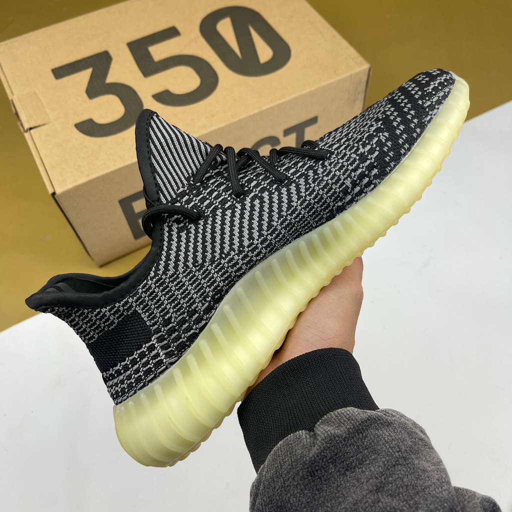 Giày Yz350 V2 Carbon, Yz 350 Đen Xám Đế Trắng - Than.Shoes