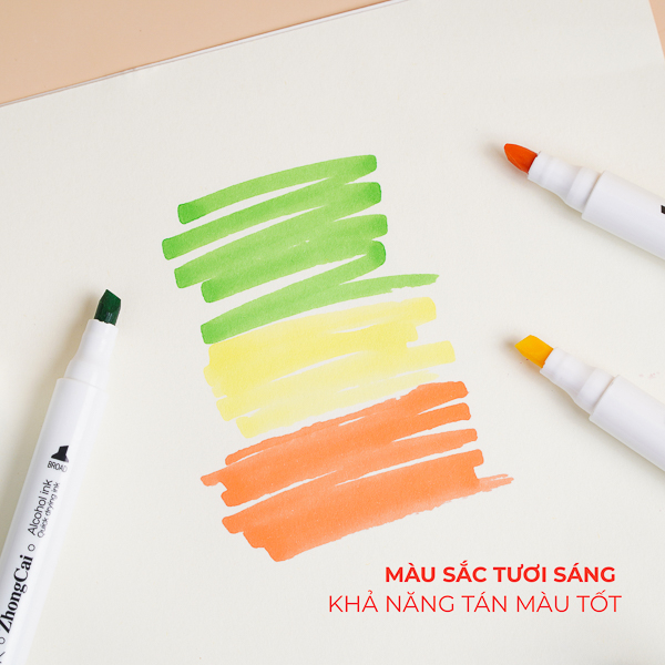 Bút màu Marker ZhongCai hai đầu thân tròn 12/18/48 màu dành cho vẽ  tranh chuyên nghiệp NO.705
