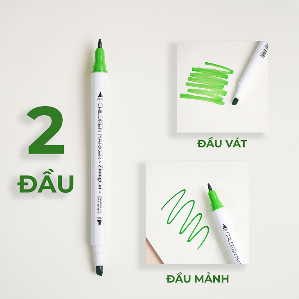 Bút màu Marker ZhongCai hai đầu thân tròn 12/18/48 màu dành cho vẽ  tranh chuyên nghiệp NO.705
