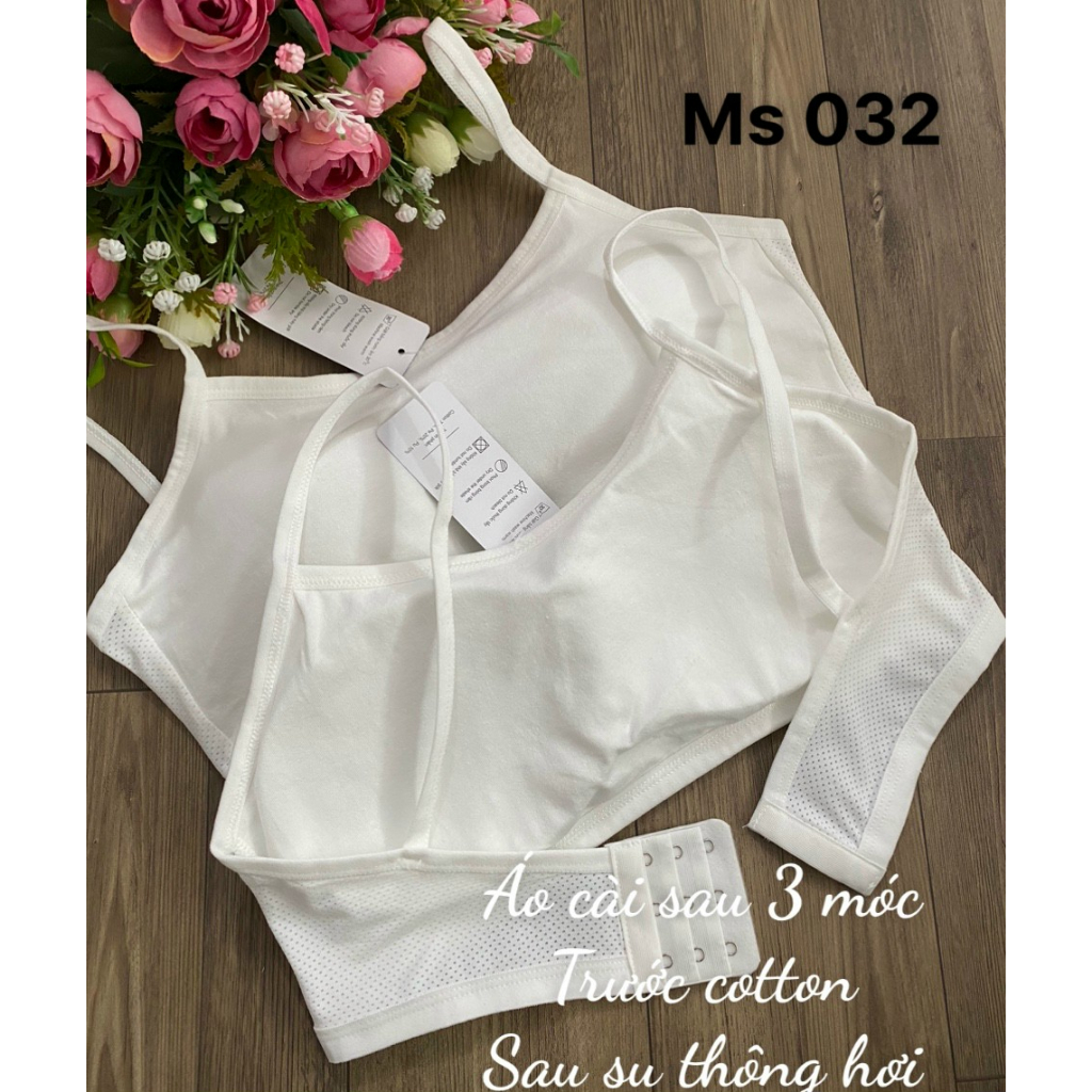 Combo 2 áo lót nữ lá học sinh cotton cài sau 3 móc có đệm mõng 30kg đến 50kg mã 032 - My Loan 42