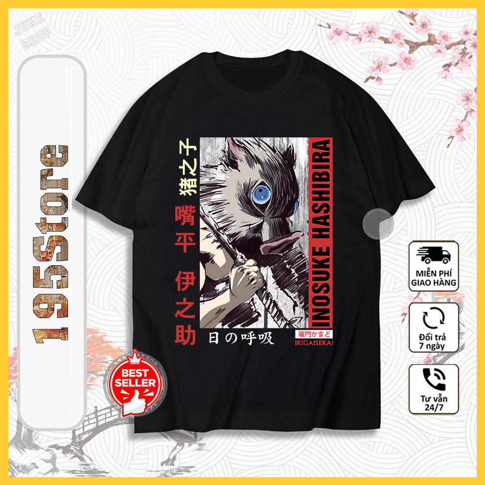 Áo Kimetsu No Yaiba Demon Slayer in hình Hashibira Inosuke, chất thun co giãn 4 chiều, mềm mịn