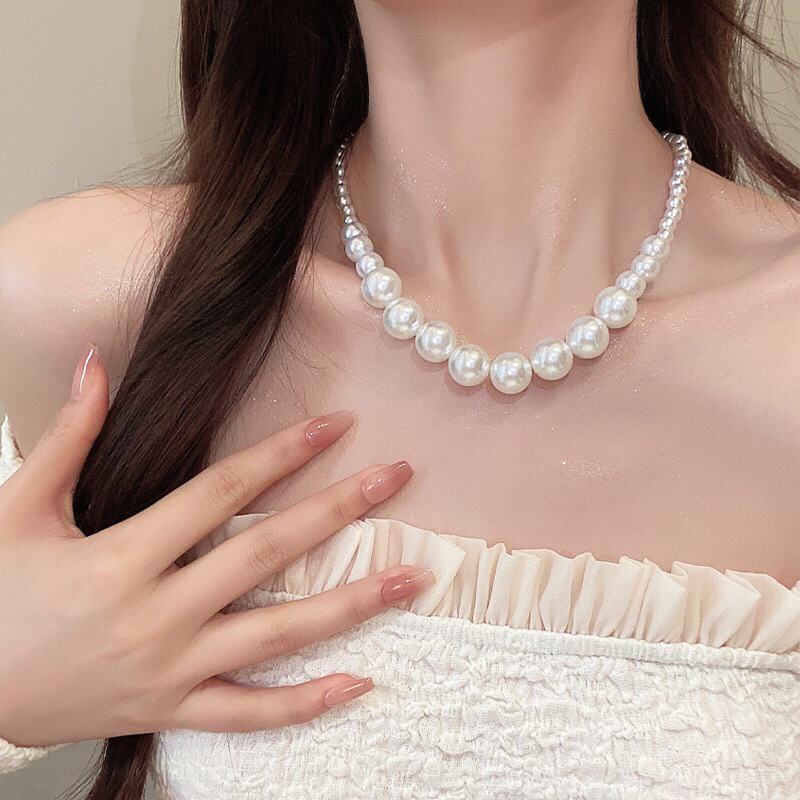 (M-VCNT026) Vòng cổ ngọc trai nhân tạo size lớn phong cách thời trang thanh lịch cổ điển cho nữ