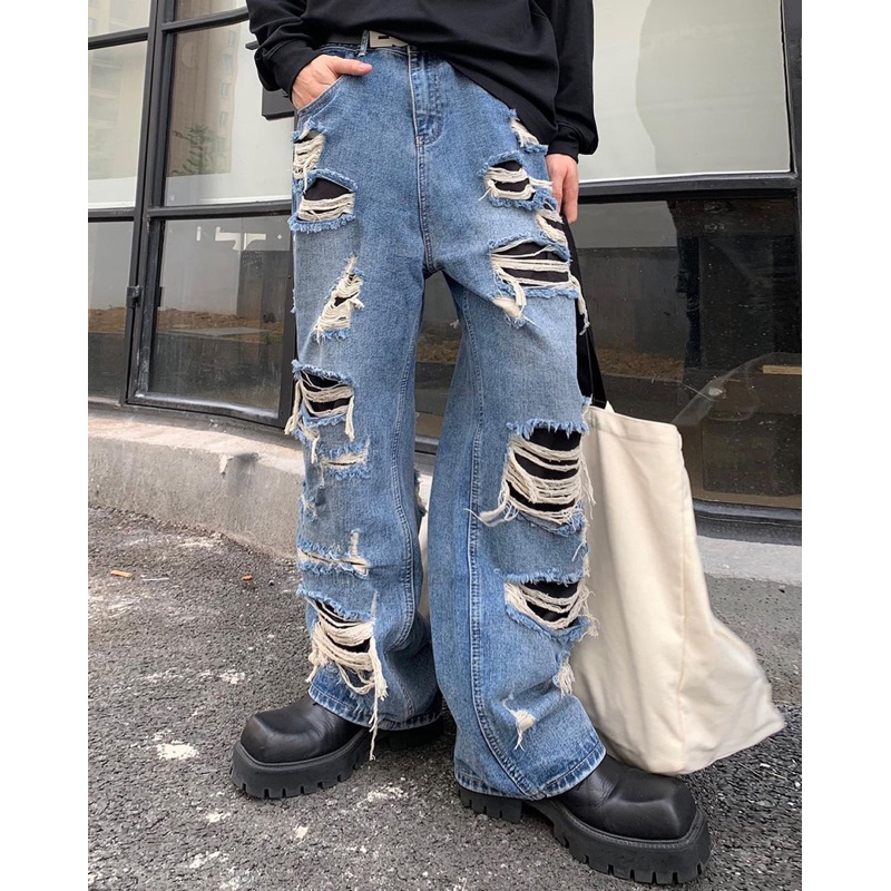 Quần jeans rách phong cách bụi bặm