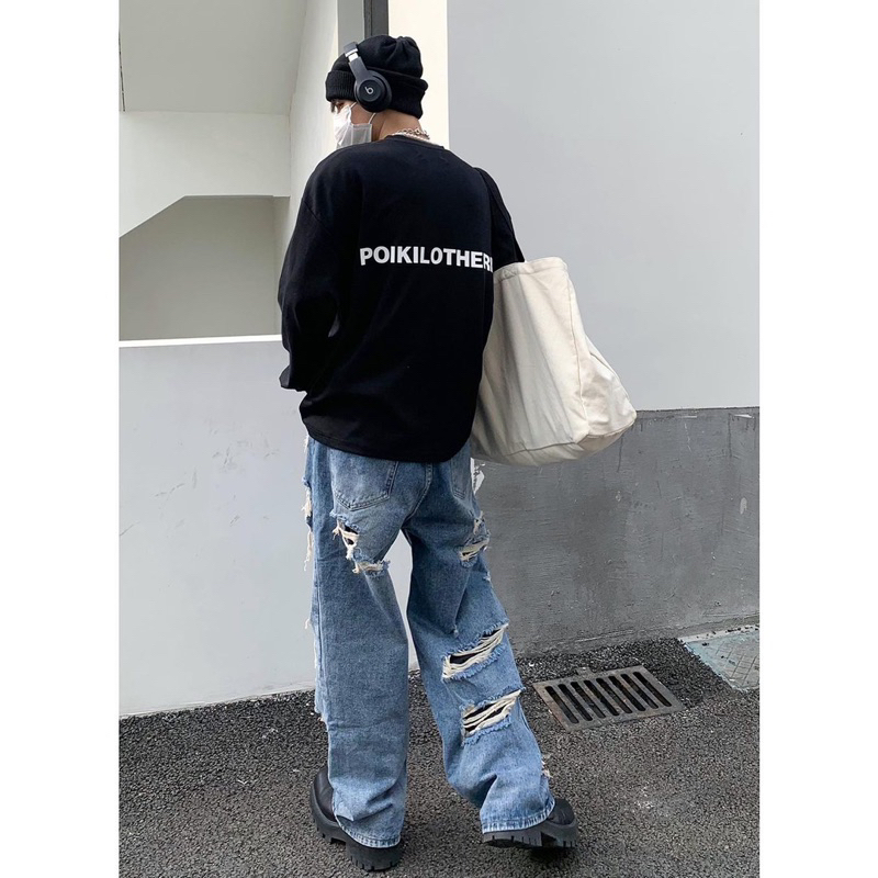 Quần jeans rách phong cách bụi bặm