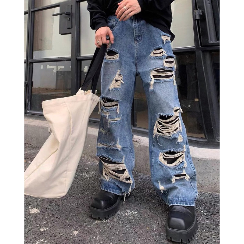 Quần jeans rách phong cách bụi bặm