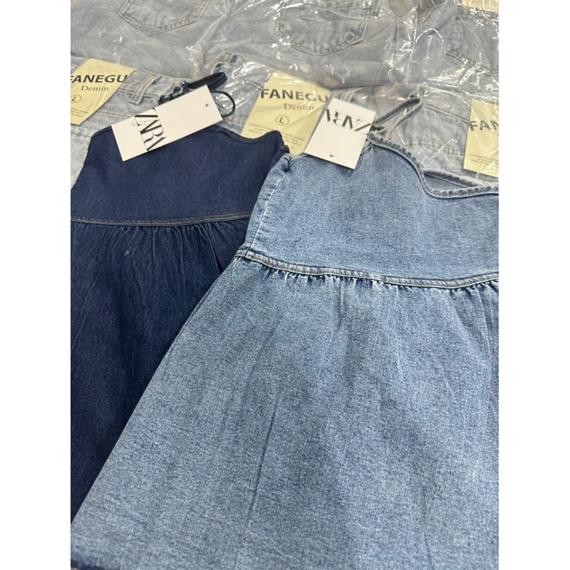 Áo 2 dây babydoll denim hottrend