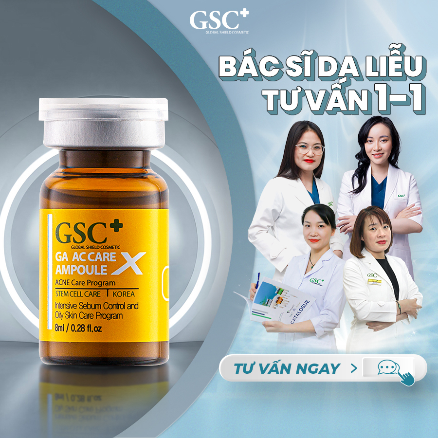 Tế bào gốc xử lý mụn GSC 8ml giảm mụn, gom còi, dùng được cho mụn viêm và dùng kèm trong xâm lấn