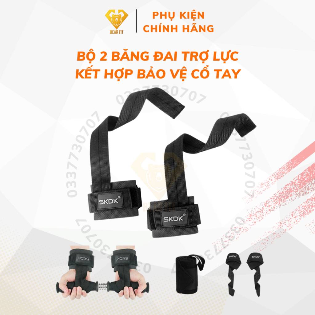 Bộ 2 Băng đai trợ lực kết hợp bảo vệ cổ tay 2 trong1 cao cấp