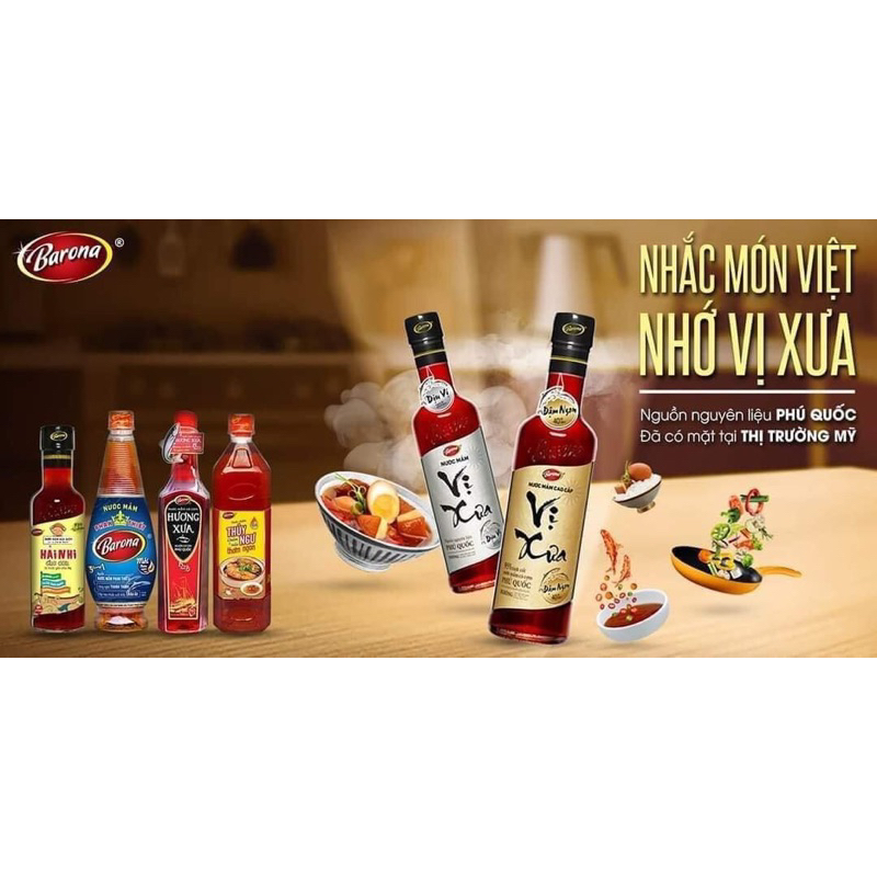 Nước Mắm Cao Cấp Vị Xưa Barona 40 Độ Đạm 500ml