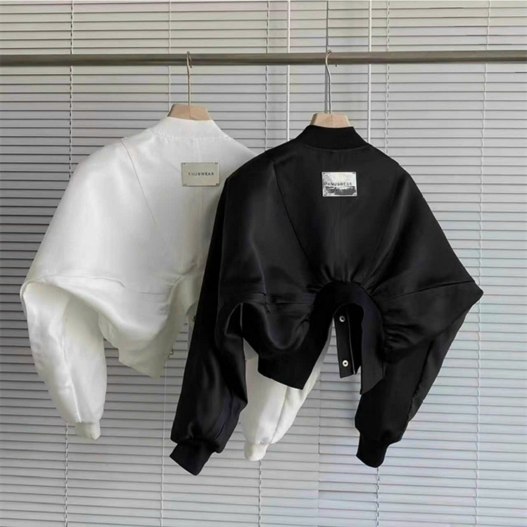Áo Khoác Nữ Chất DA Lộn 2 Lớp Lót Dù Nút Bấm, Lửng Có KHóa Kéo Zip, Bo Thun Lai Túi Trong - Kiểu Áo Bomber Croptop