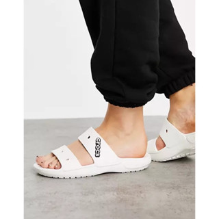 [Cao Cấp - Lẻ size 39/40] Dép Crocs hai quai ngang màu trắng Unisex