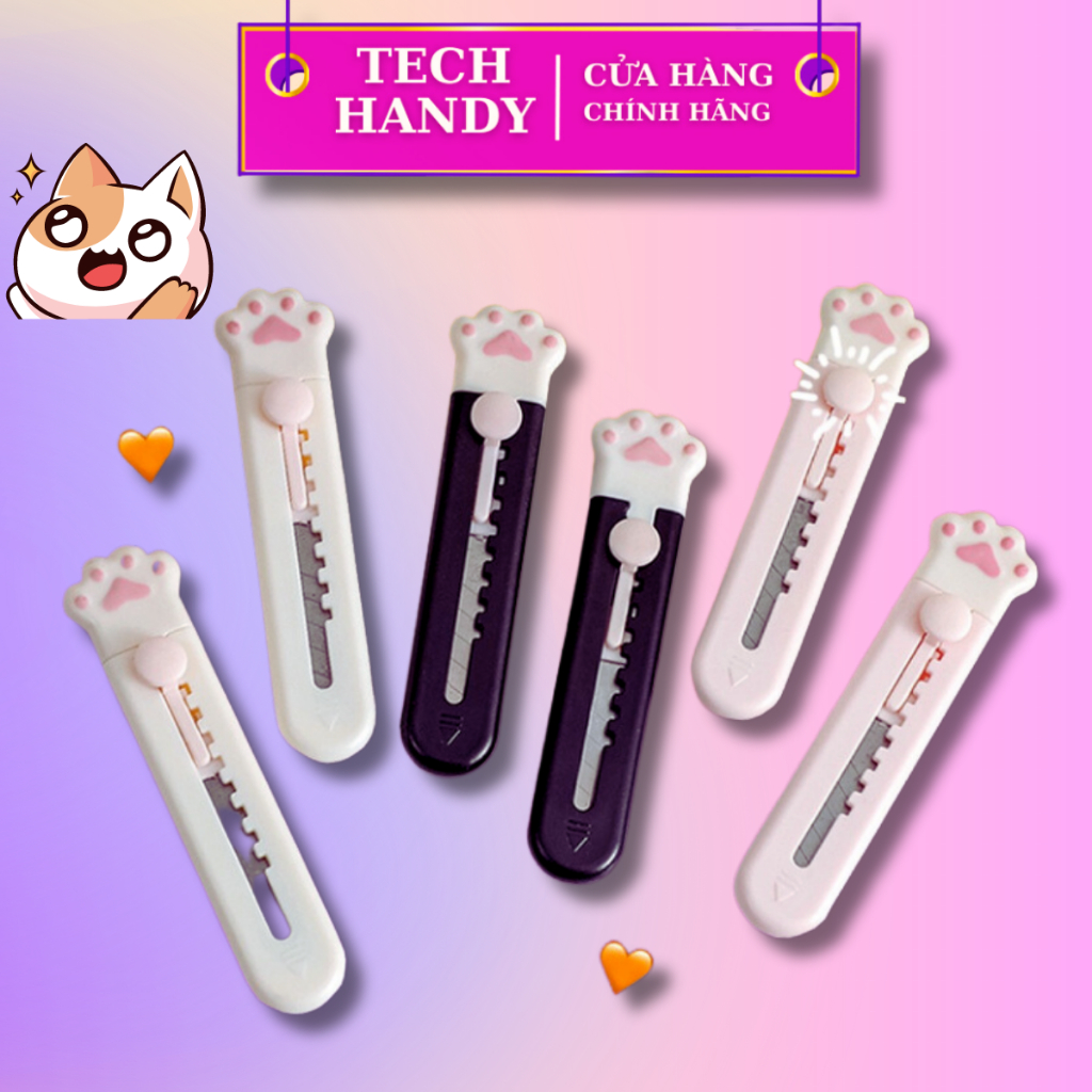 Dao rọc giấy mini hình đám chân mèo , dao dọc giấy nhiều màu sắc dễ thương D03