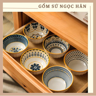 Bát sứ, chén sứ họa tiết thổ cẩm, bát ăn cơm, chén đĩa gốm sứ decor cao cấp