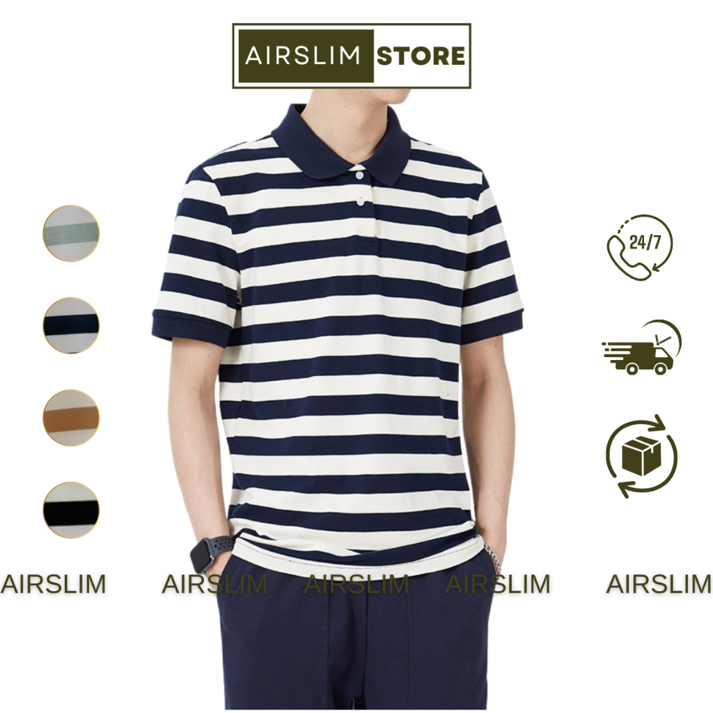 Áo Polo Cổ Bẻ Họa Tiết Kẻ Ngang Unim Memswear Vải Cá Sấu CVC Chống Nhăn Mát Thoáng Khí Thanh Lịch Hottrend - P01