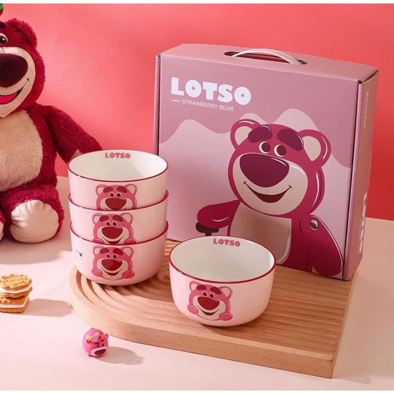 [Sẵn- Chính Hãng Disney] Chén muỗng đũa gấu dâu lotso chính hãng của Disney.DCG
