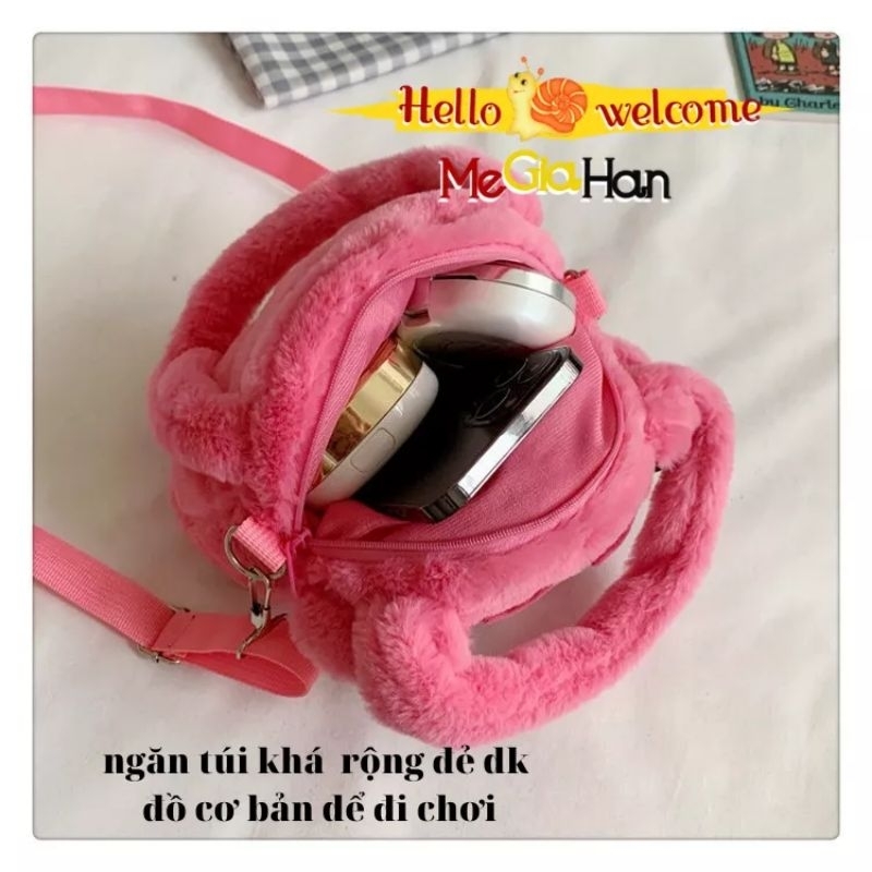 Túi Gấu Dâu  Đeo Vai Đeo Chéo Lông Mềm Mịn size 25 cm