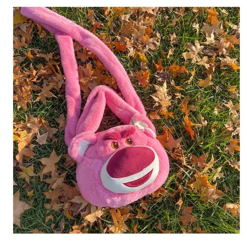 Túi Gấu Dâu  Đeo Vai Đeo Chéo Lông Mềm Mịn size 25 cm