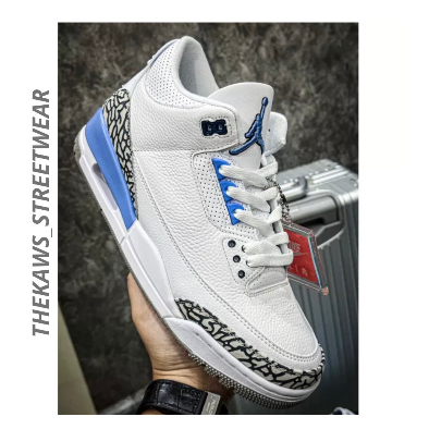 Giày thể thao cổ cao JD3 UNC Blue White Da Thật Nam Nữ Cao Cấp