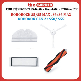Phụ kiện khăn, chổi cạnh, chổi chính, chổi giữa, lọc bụi robot xiaomi roborock s5 max, s6 max,roborock gen2: s50,s55 .