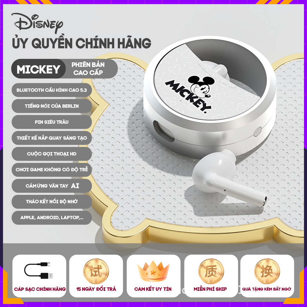 Tai Nghe Bluetooth 5.3 không dây TDX11 Lotso Hồng TWS wireless x Disney Chính Hãng