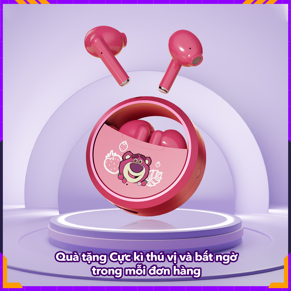 Tai Nghe Bluetooth 5.3 không dây TDX11 Lotso Hồng TWS wireless x Disney Chính Hãng