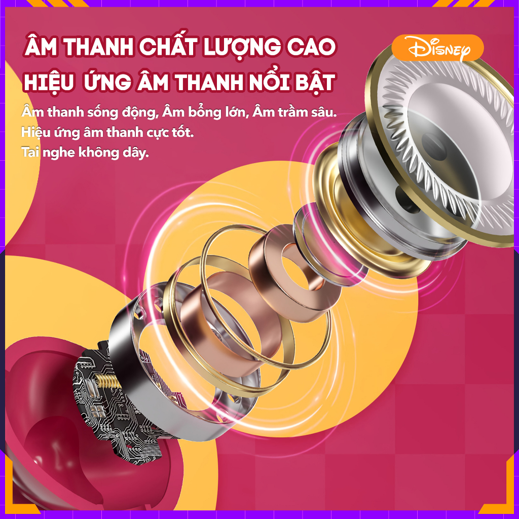 Tai Nghe Bluetooth 5.3 không dây TDX11 Lotso Hồng TWS wireless x Disney Chính Hãng