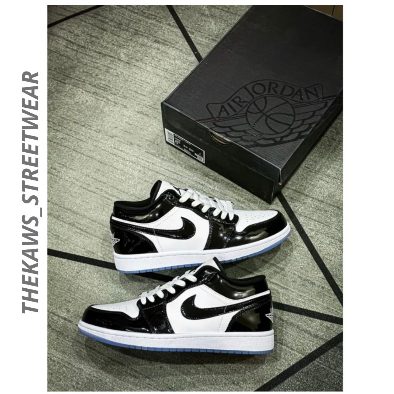 Giày thể thao cổ thấp Jodan1 Low Concord Black White Da Bóng