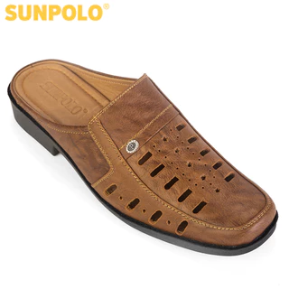 Giày sục nam Da bò cao cấp SUNPOLO thoáng khí, không hôi chân SPO009