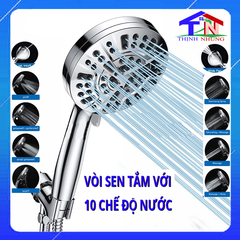 Vòi Sen Tắm 10 Chế Độ Nước Tăng Áp Không Gỉ Cao Cấp Đặc Biệt Vòi Có 2 Chế Độ Xịt Siêu Mạnh??