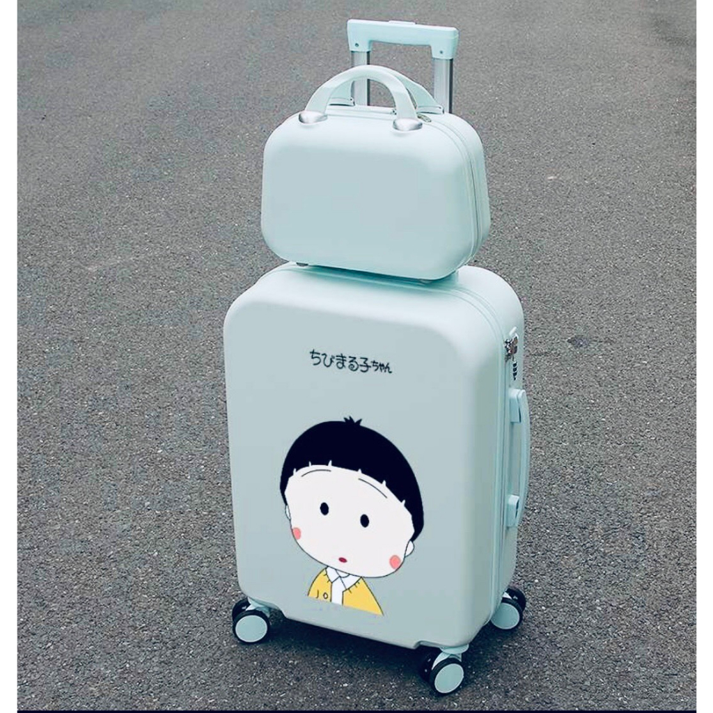 Vali du lịch, vali kéo chibi hoạt hình Quảng Châu, Vali nhựa dẻo Abs, Size 20+24 inch kèm cốp