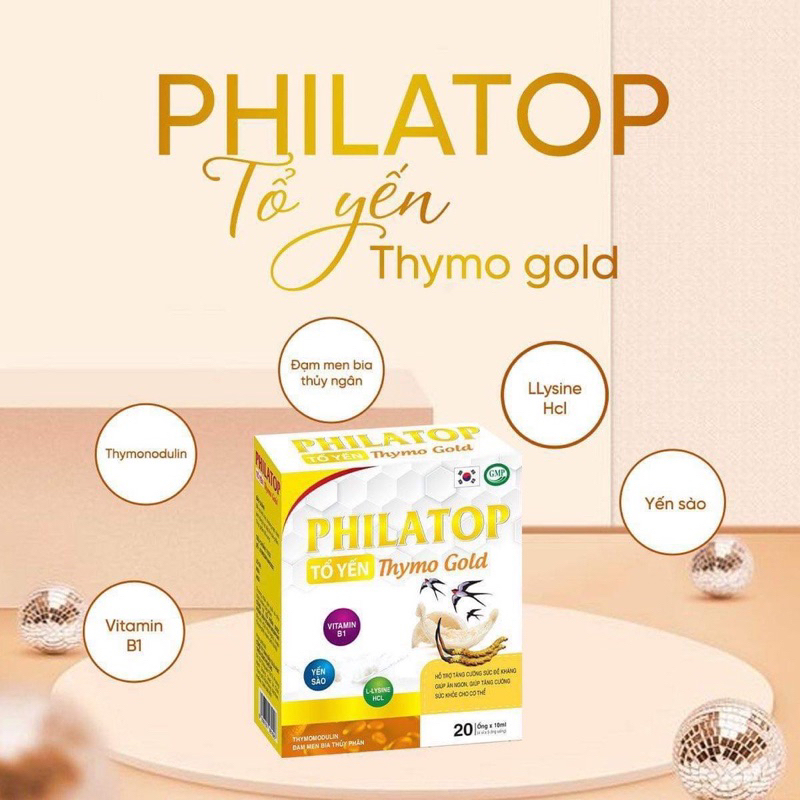 [ COMBO 5 HỘP ] PHILATOP TỔ YẾN Thymo Gold ăn ngủ ngon, bồi bổ cơ thể tăng sức khỏe, hỗ trợ tiêu hóa (hộp 20ống/ 10ml)