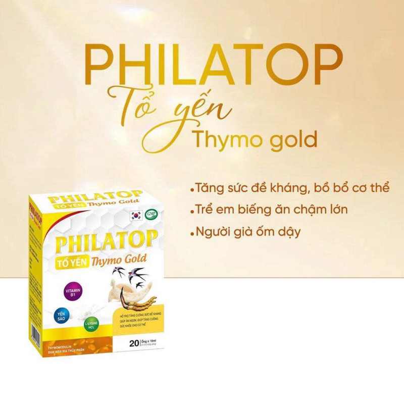 [ COMBO 5 HỘP ] PHILATOP TỔ YẾN Thymo Gold ăn ngủ ngon, bồi bổ cơ thể tăng sức khỏe, hỗ trợ tiêu hóa (hộp 20ống/ 10ml)