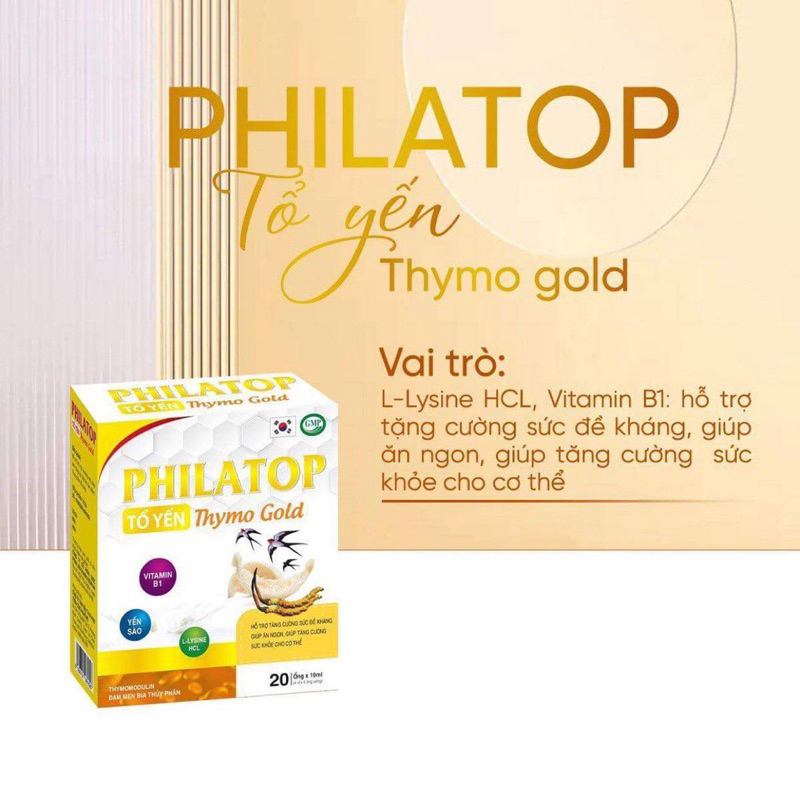 [ COMBO 5 HỘP ] PHILATOP TỔ YẾN Thymo Gold ăn ngủ ngon, bồi bổ cơ thể tăng sức khỏe, hỗ trợ tiêu hóa (hộp 20ống/ 10ml)