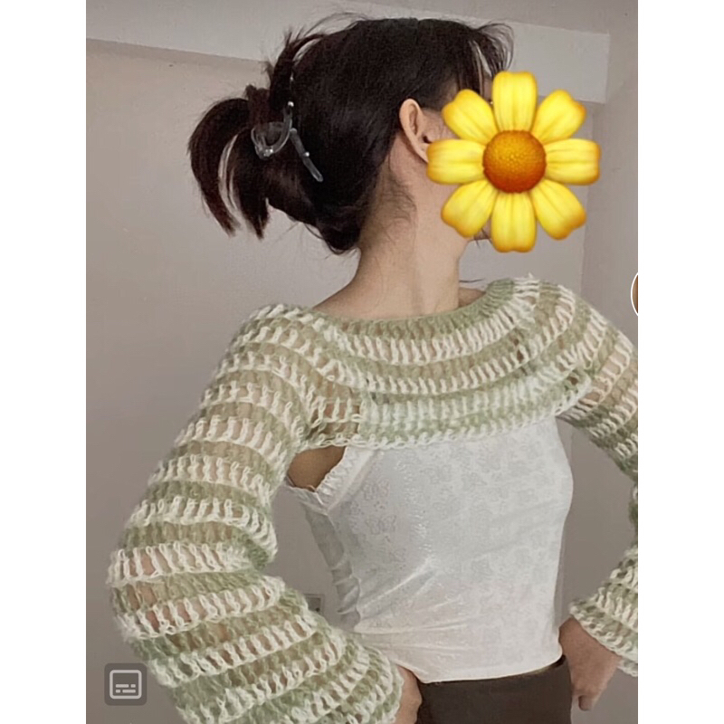 Aó lưới croptop hot trend, áo lưới len móc mặc đi biển