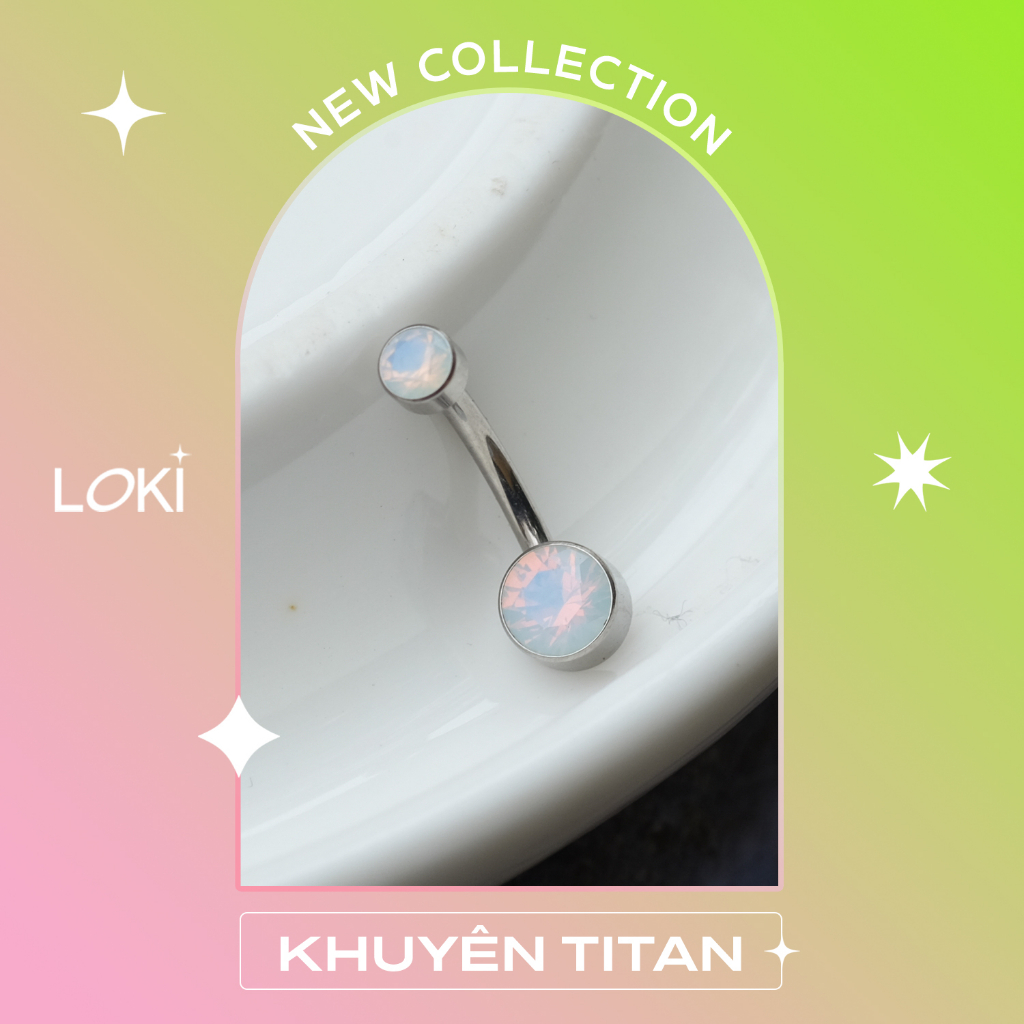 Khuyên RỐN ĐÁ MẶT TRĂNG Titan F136 chuẩn ASTM